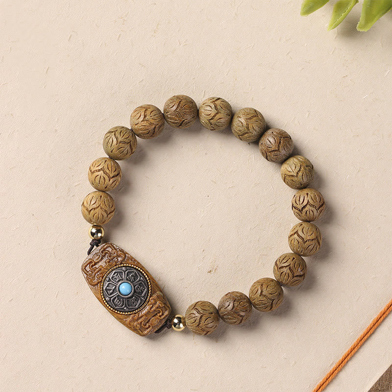 Nimara Ritual Green Sandalwood Ebony Wood Sandalwood Om Mani Padme Hum Soothing Bracelet