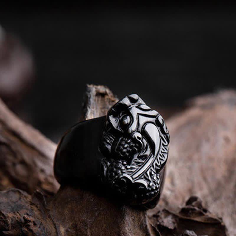 Nimara Ritual FengShui PiXiu Black Obsidian Strength Ring