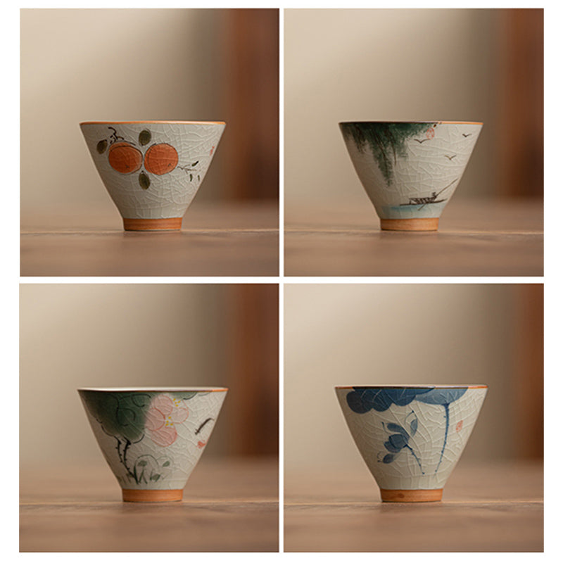 Nimara Ritual Persimmon Boat Koi Fish Lotus Ceramic Teacup Kung Fu Tea Cup 50ml