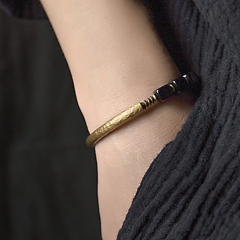 Nimara Ritual Black Obsidian Crystal Copper Strength Couple Bracelet