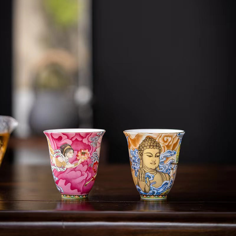 Nimara Ritual Dunhuang Color Flying Apsaras Teacup Kung Fu Tea Cup