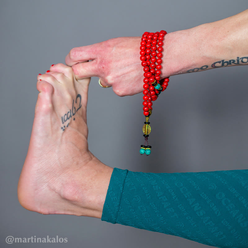 Nimara Ritual Tibetan Mala Red Turquoise Lucky Necklace Bracelet