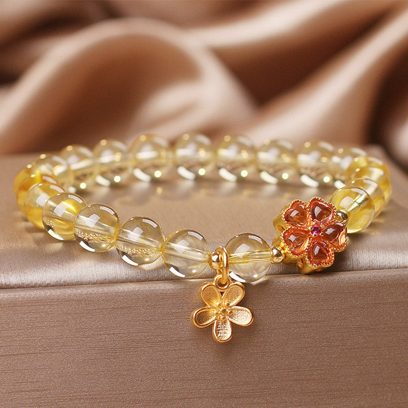 Nimara Ritual Natural Citrine Flower Charm Prosperity Protection Bracelet