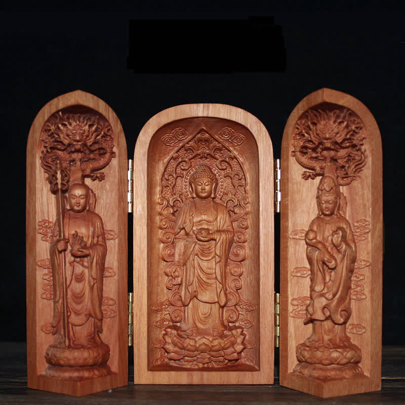 Nimara Ritual Avalokitesvara Kwan Yin Buddha Cherry Wood Compassion Home Decoration Altar