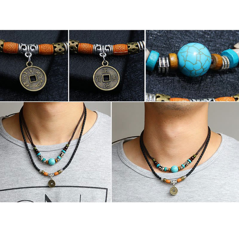 Nimara Ritual Turquoise Dzi Bead Protection Necklace