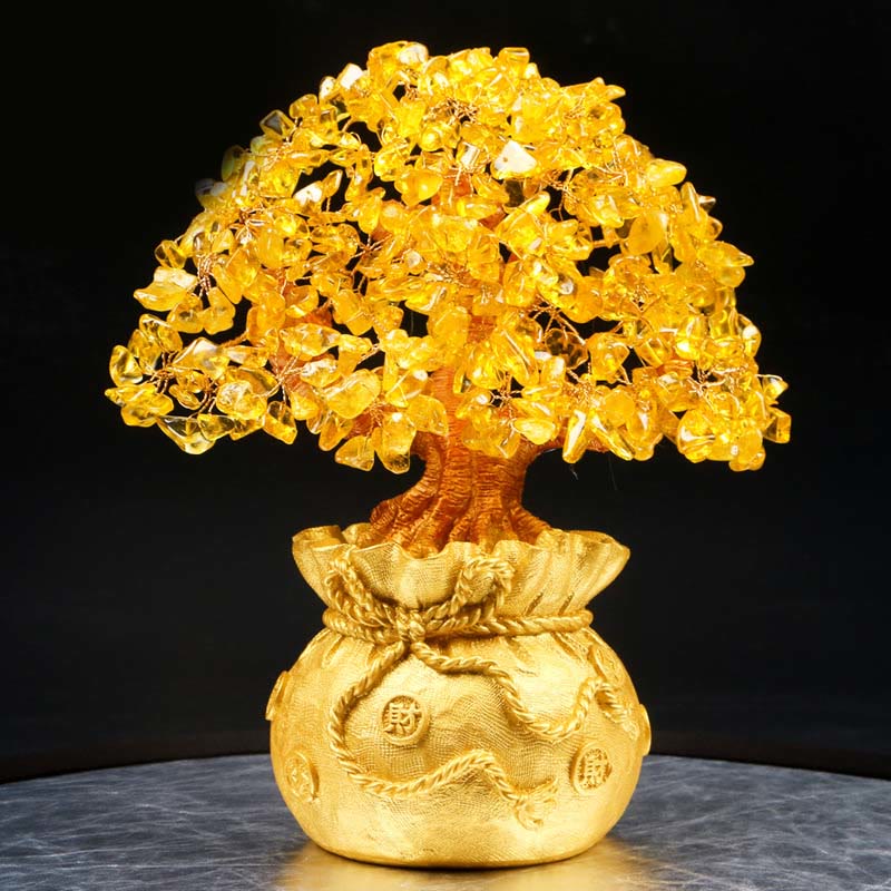Nimara Ritual Natural Citrine Money Tree Gemstone Ornament - Feng Shui for Prosperity