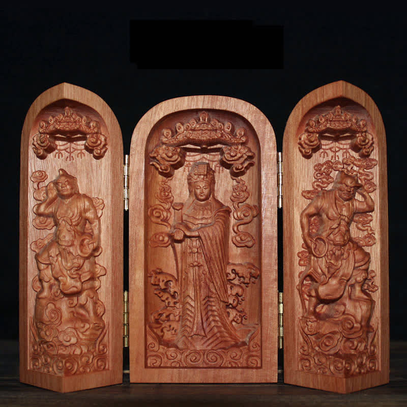 Nimara Ritual Avalokitesvara Kwan Yin Buddha Cherry Wood Compassion Home Decoration Altar