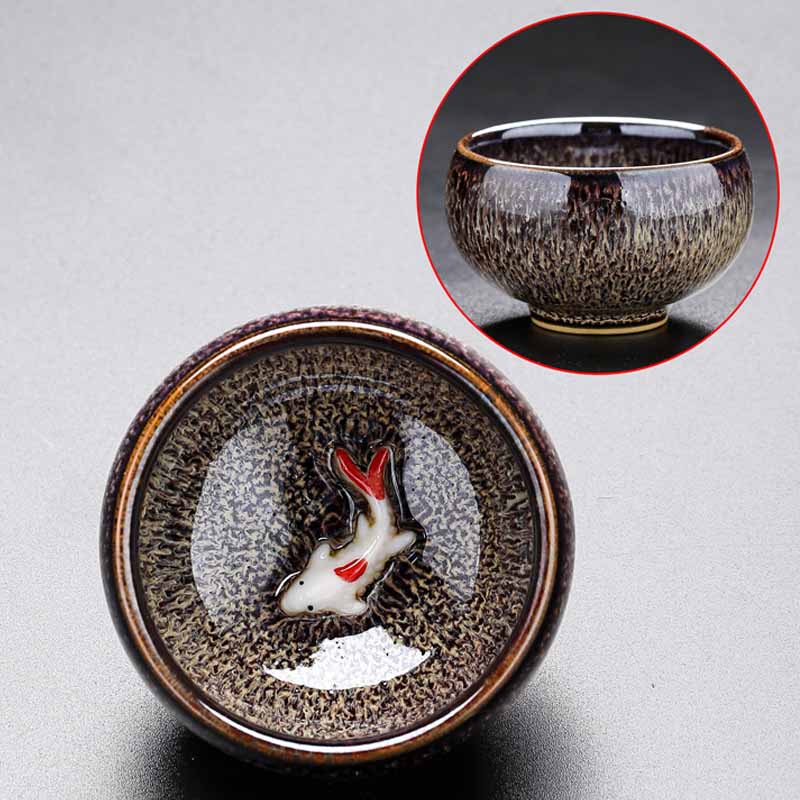 Nimara Ritual Small Koi Fish Kiln Change Chinese Jianzhan Ceramic Teacup Kung Fu Tea Cup 60ml