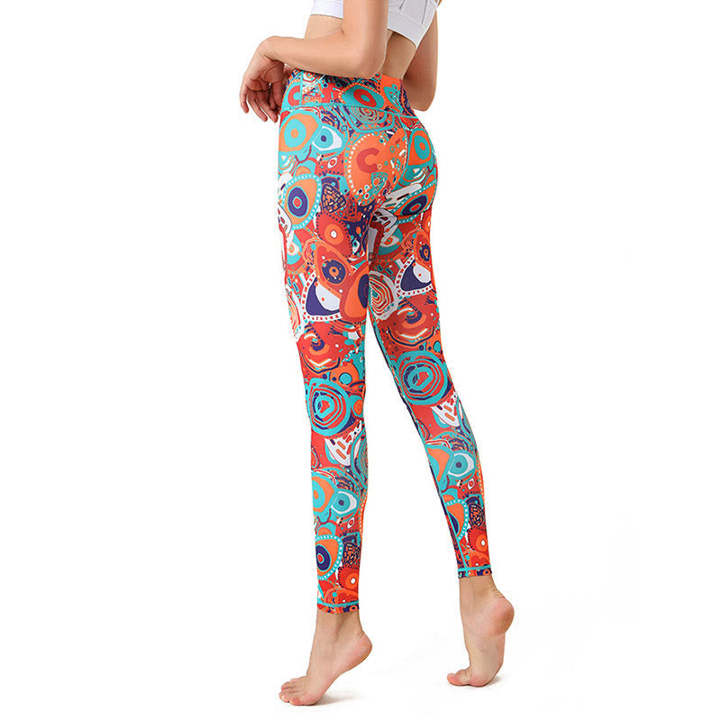 Nimara Ritual Colorful Evil Eye Print Sports Exercise Fitness Leggings Women's Yoga Pants
