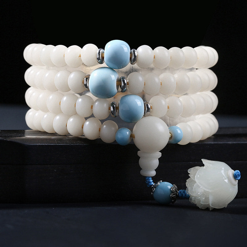 Nimara Ritual Bodhi Seed Bead Lotus Blessing Charm Bracelet