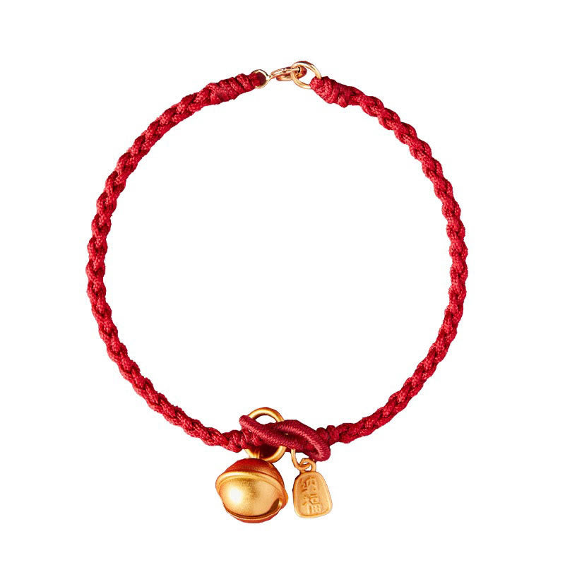 Nimara Ritual Handmade Fu Character Charm Luck Happiness Bell Red Rope Bracelet