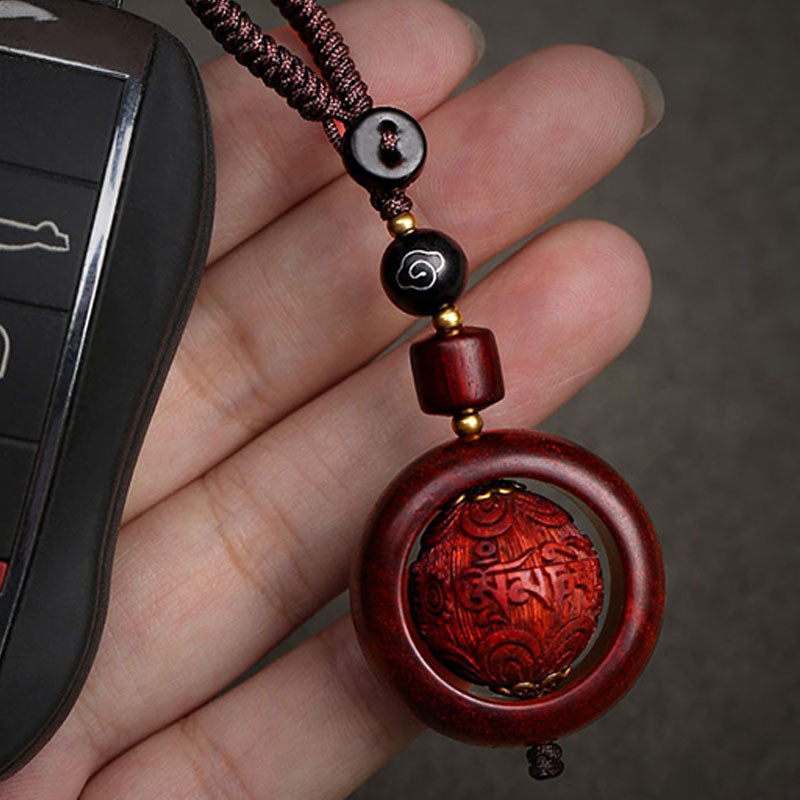 Nimara Ritual Tibetan Small Leaf Red Sandalwood Ebony Luck Protection Rotation Decoration