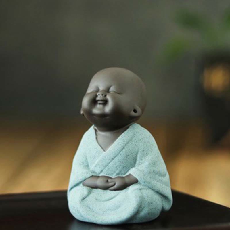 Nimara Ritual Always Smiling Laughing Buddha Wealth Luck Purple Clay Maitreya Statue Decoration