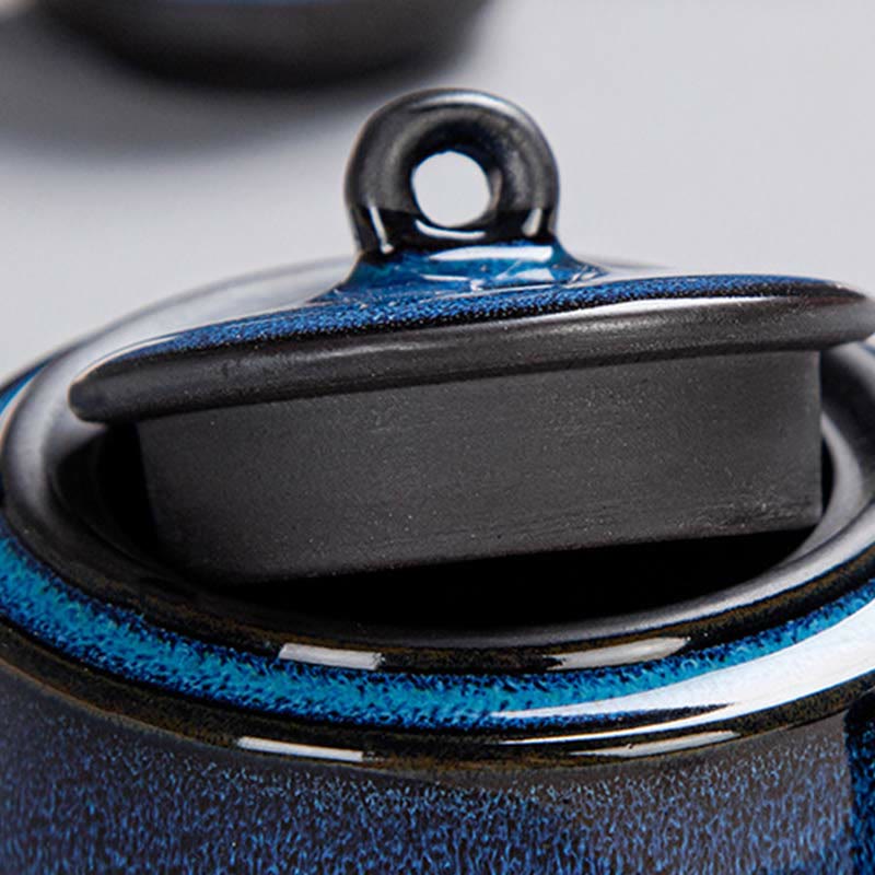 Nimara Ritual Blue Gradient Color Chinese Gongfu Tea Ceramic Teapot Portable Gift Bag Box Set