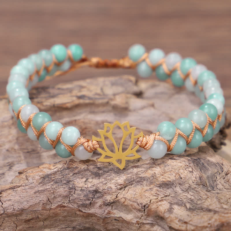 Nimara Ritual Amazonite Beads Lotus Flower Balance Weave Bracelet