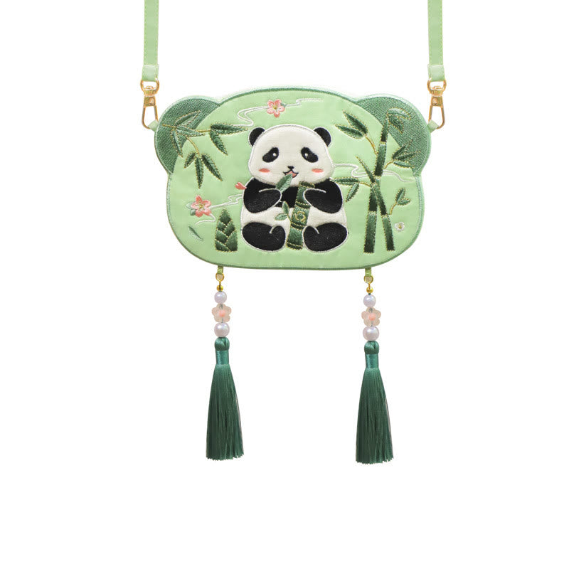 Nimara Ritual Embroidery Lucky Panda Cat Shiba Inu Deer Rabbit Fox Flower Cute Animal Hanfu Bag Crossbody Bag Shoulder Bag