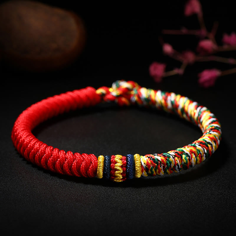 Nimara Ritual Tibetan Handmade Multicolored Thread King Kong Knot Strength Braid String Bracelet