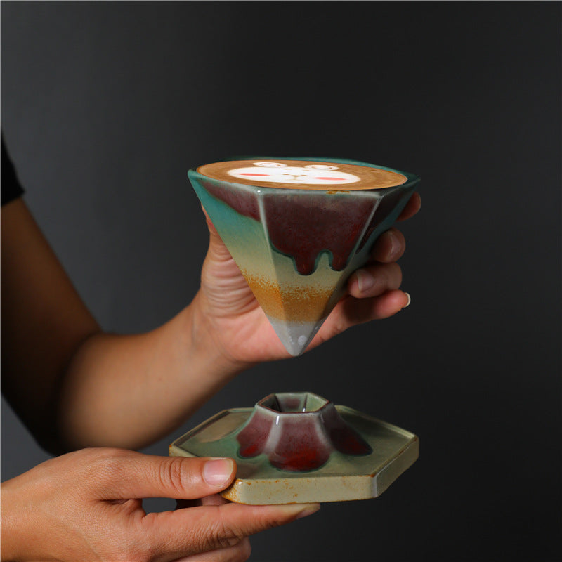 Nimara Ritual Hexagon Design Ceramic Tea Coffee Mug Coffee Cup With Base 170ml