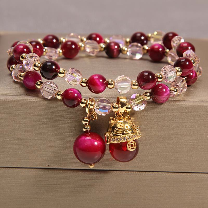 Nimara Ritual Tiger Eye Pixiu Fox Money Bag Protection Self Confidence Double Wrap Bracelet
