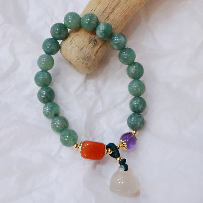 Nimara Ritual Cyan Jade Lotus Pumpkin Wish Peace Buckle Amethyst Crystal Healing Bracelet