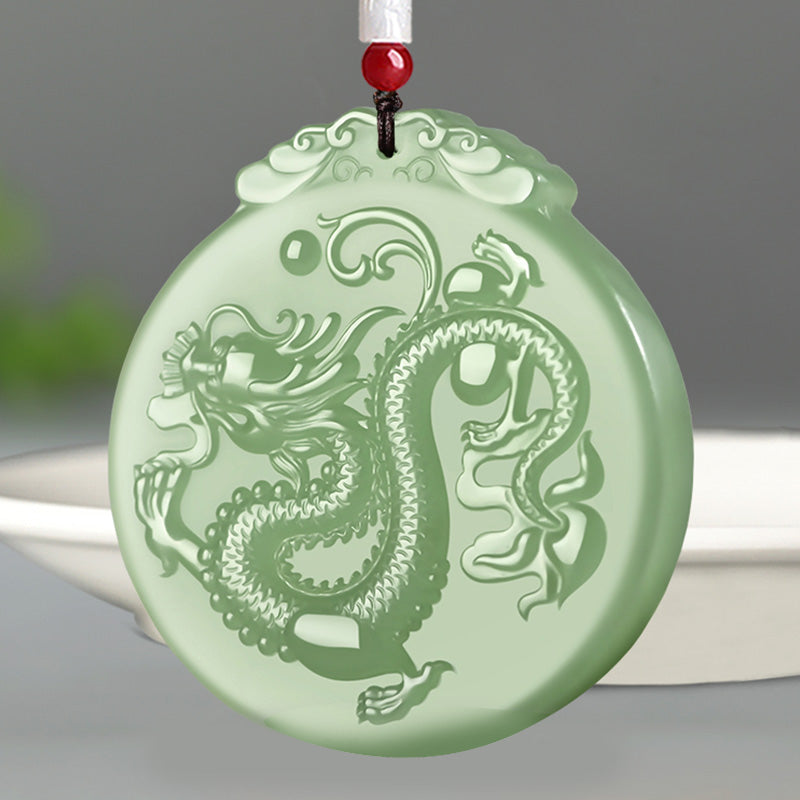 Nimara Ritual Chinese Zodiac Dragon Jade Luck Necklace String Pendant