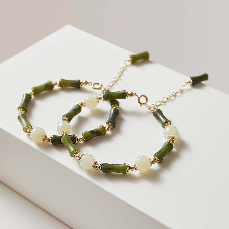 Nimara Ritual Glass Bead Bamboo Luck Strength Chain Bracelet