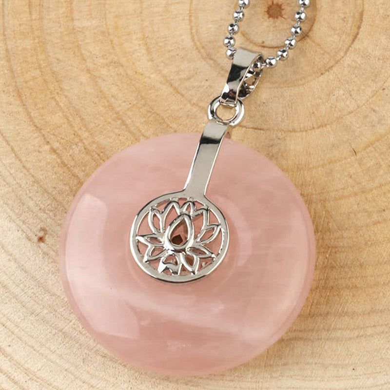 Nimara Ritual Various Crystal Amethyst Pink Crystal Lotus Healing Necklace Pendant