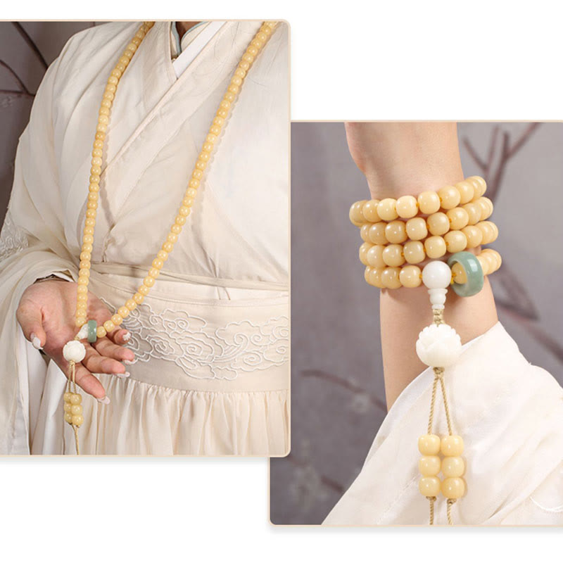 Nimara Ritual Natural Bodhi Seed Lotus Dzi Bead Peace Harmony Charm Bracelet