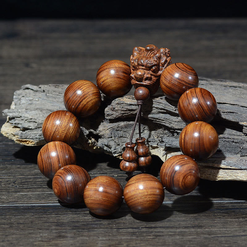 Maintain Healing Energy Rosewood Dragon Carved Protection Bracelet