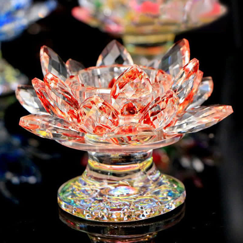 Nimara Ritual Lotus Flower Crystal Candle Holder Home Office Offering Decoration