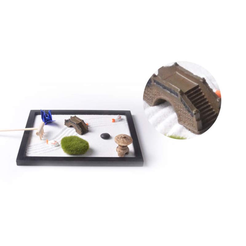 Nimara Ritual Koi Fish Small Bridge Grass Landscape Peace Meditation Zen Garden Decoration