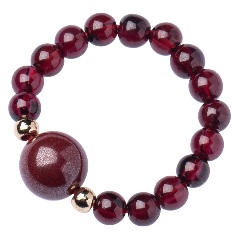 Nimara Ritual Garnet Cinnabar Lucky Bead PiXiu Om Mani Padme Hum Rose Protection Ring