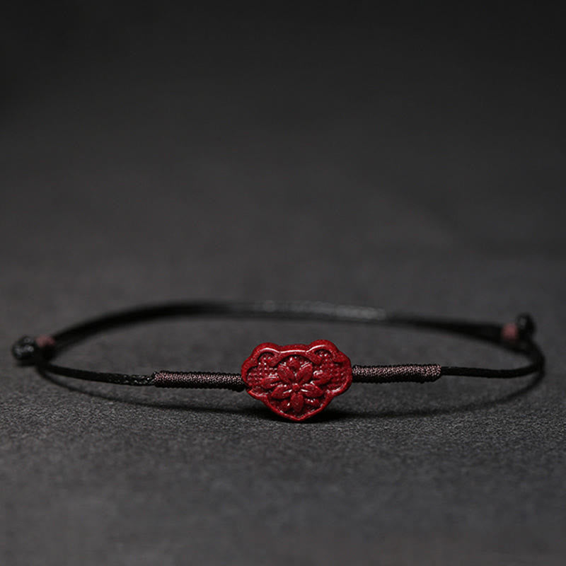 Nimara Ritual Handmade Plum Blossom Four Leaf Clover PiXiu Lotus Koi Fish Cinnabar Blessing Braid Bracelet