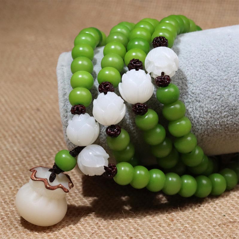 Nimara Ritual Natural Bodhi Seed 108 Beads Mala Wisdom Bracelet
