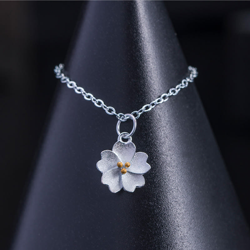Nimara Ritual 925 Sterling Silver Cherry Blossom Flower Blessing Necklace Pendant