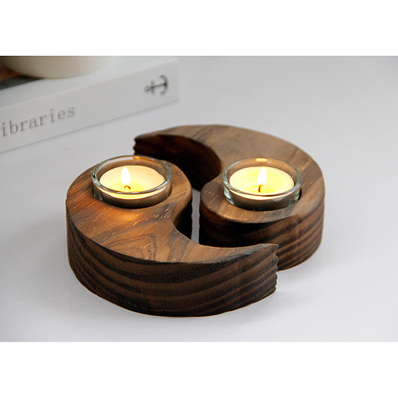 Nimara Ritual Yin Yang Wood Candle Holder Meditation Rituals Use Items