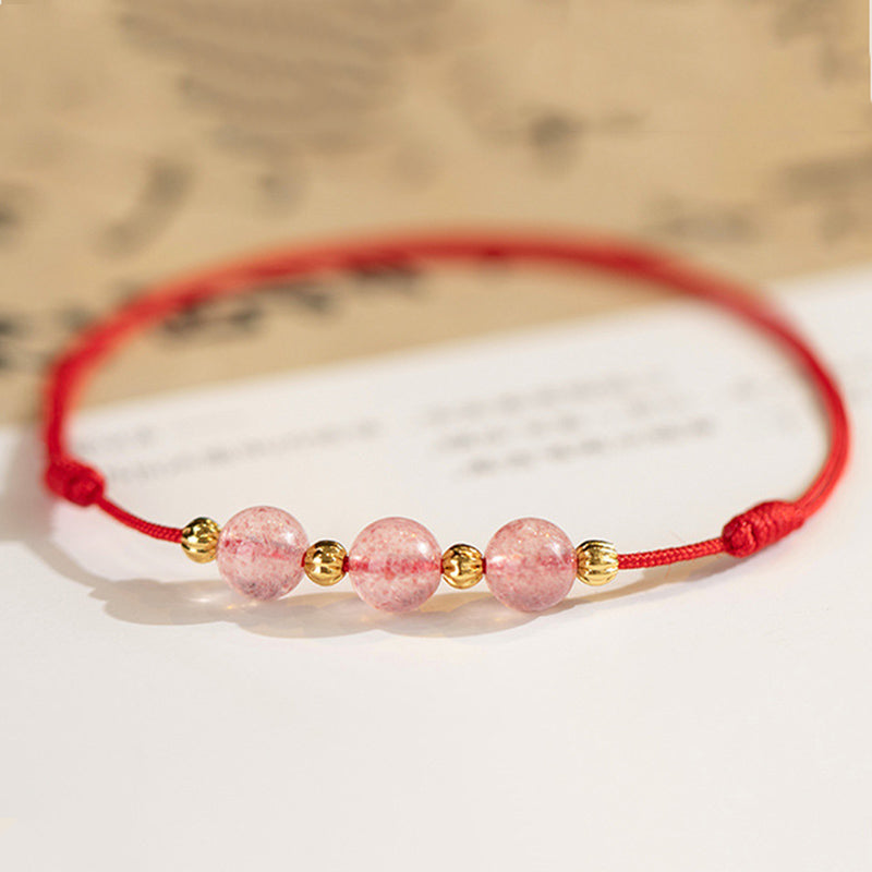 Nimara Ritual Strawberry Crystal Beads Luck Red String Anklet
