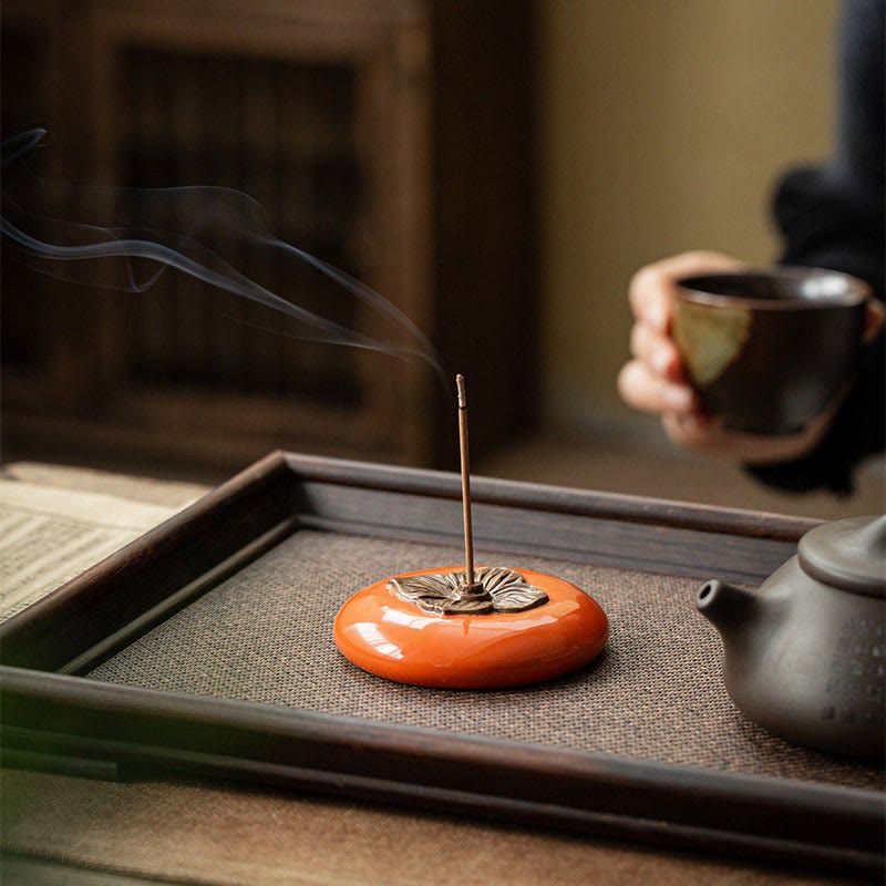 Nimara Ritual Persimmon Ceramic Meditation Healing Incense Burner Incense Holders
