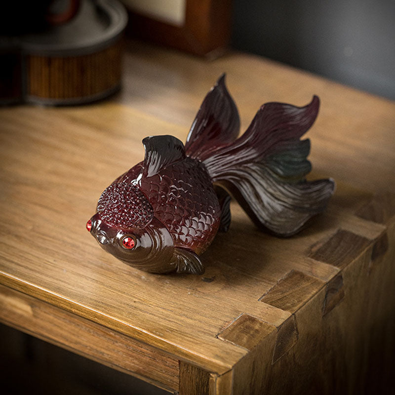 Nimara Ritual Color Changing Koi Fish Resin Tea Pet Wealth Home Figurine Decoration