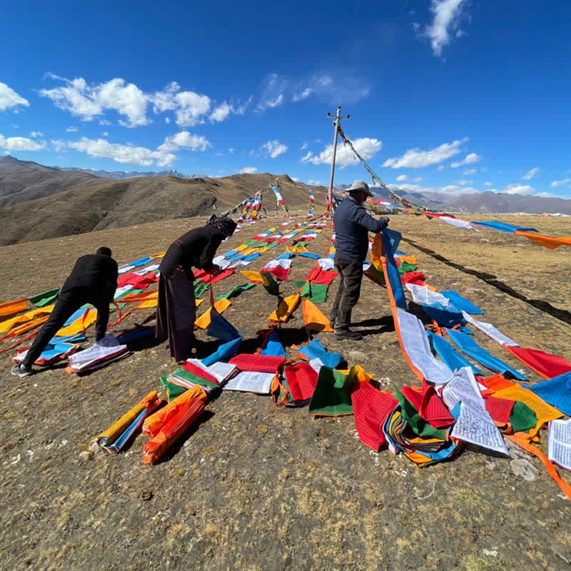 Nimara Ritual Tibetan 5 Colors Windhorse Auspicious Outdoor 25 Pcs Prayer Flag