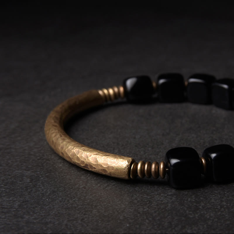 Nimara Ritual Black Obsidian Crystal Copper Strength Couple Bracelet