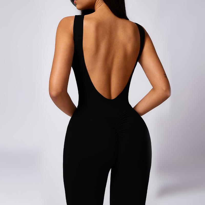 Nimara Ritual Women Casual Sleeveless Jumpsuit Flare Pants Sports Fitness Yoga Bodysuit