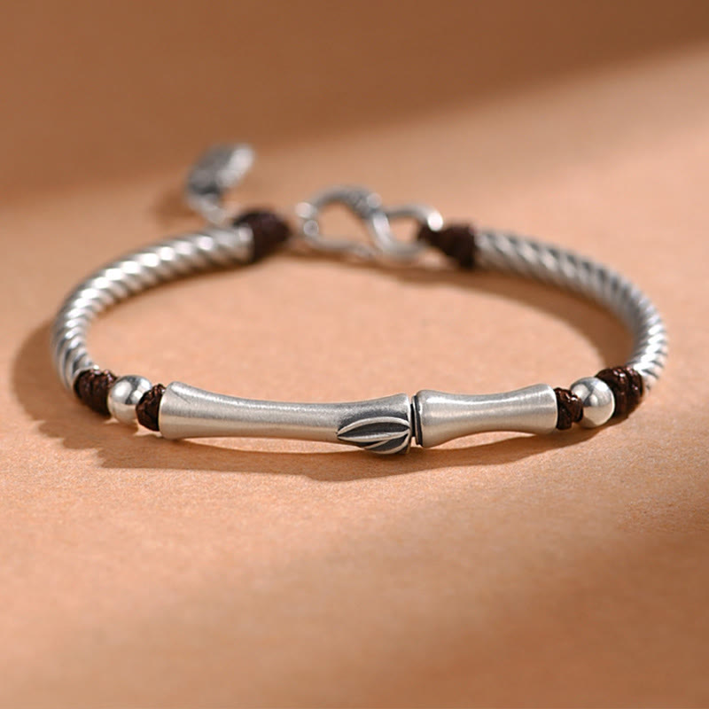 Nimara Ritual 999 Sterling Silver Bamboo Pattern Cicada Luck Wealth Bracelet
