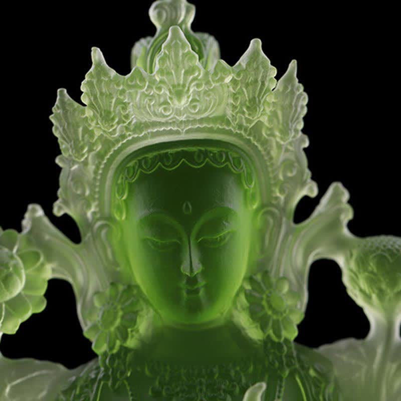 Nimara Ritual Bodhisattva Green Tara Handmade Liuli Crystal Art Piece Protection Home Office Statue Decoration