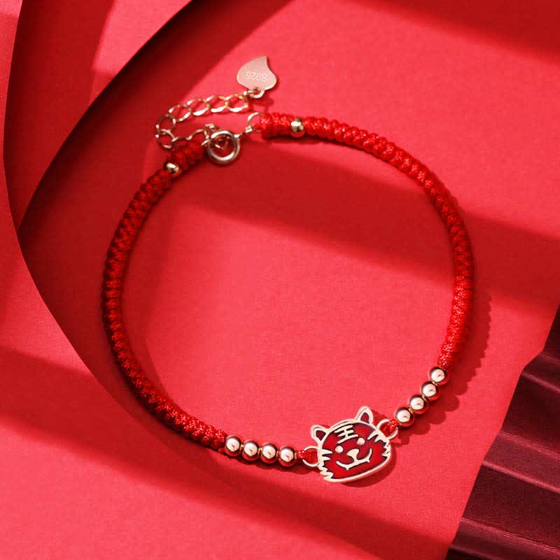 Nimara Ritual 925 Sterling Silver Chinese Zodiac Luck Faith Discolor Red String Bracelet