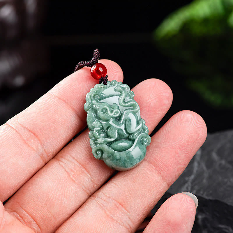 Nimara Ritual Natural Jade 12 Chinese Zodiac Prosperity Necklace Pendant