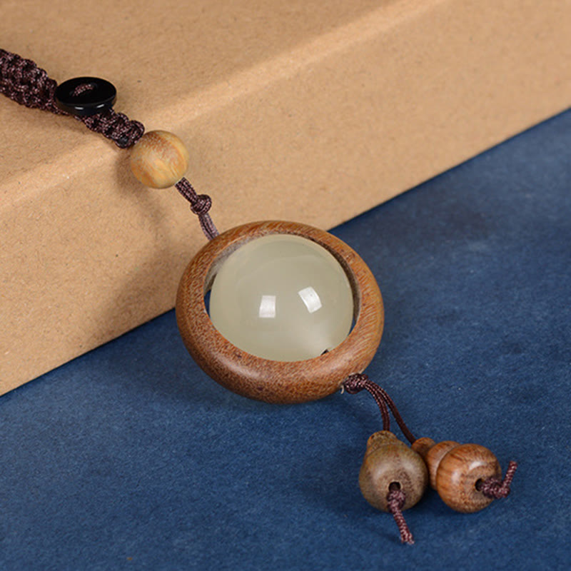Nimara Ritual Red Sandalwood Ebony Wood Green Sandalwood Luminous Lucky Bead Gourd Peace Key Chain