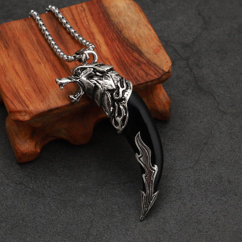 Nimara Ritual Imitation Wolf Tooth Titanium Steel Balance Necklace Pendant