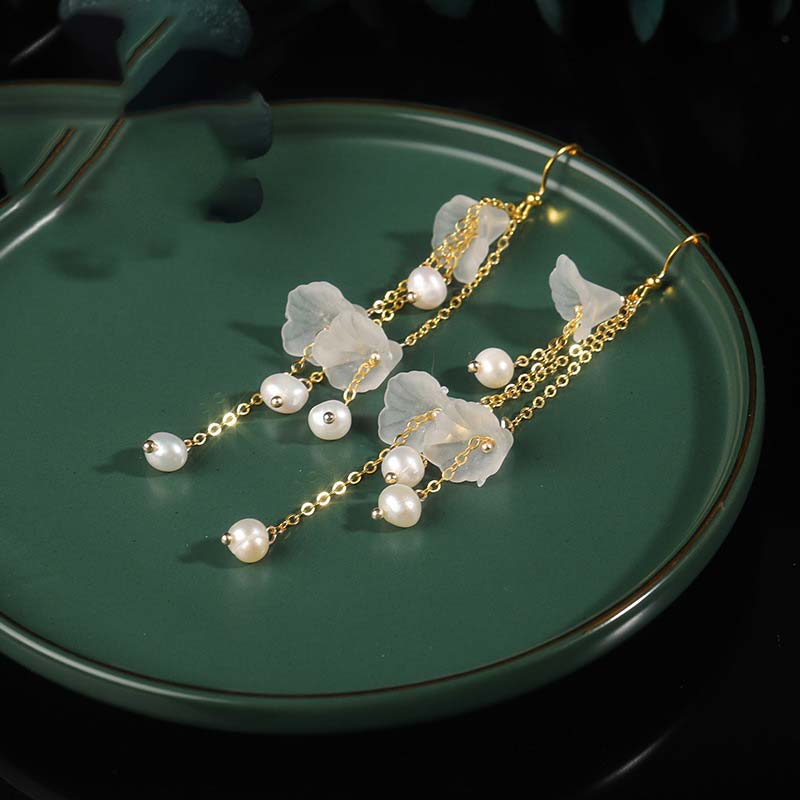 Nimara Ritual Pearl Flower Petals Luck Drop Earrings