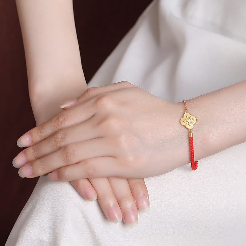Nimara Ritual 925 Sterling Silver Plated Gold Four Leaf Clover Zircon Luck Bracelet